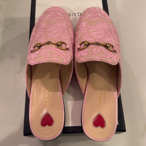 GUCCI 1955 Horsebit Accent Lace Mules - Picture 5 of 8